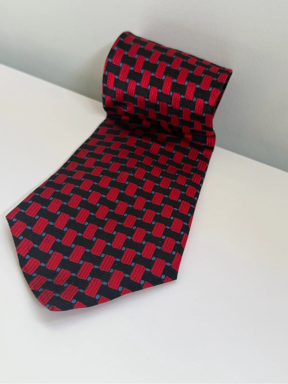 Vintage 90’s Geometric Silk Tie Statement Menswear Necktie‎ Designer Retro Mens